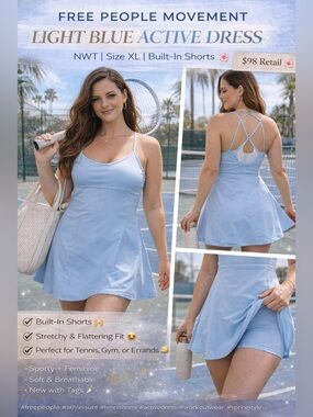 Free People Pale Blue Mini Skort with White Lining